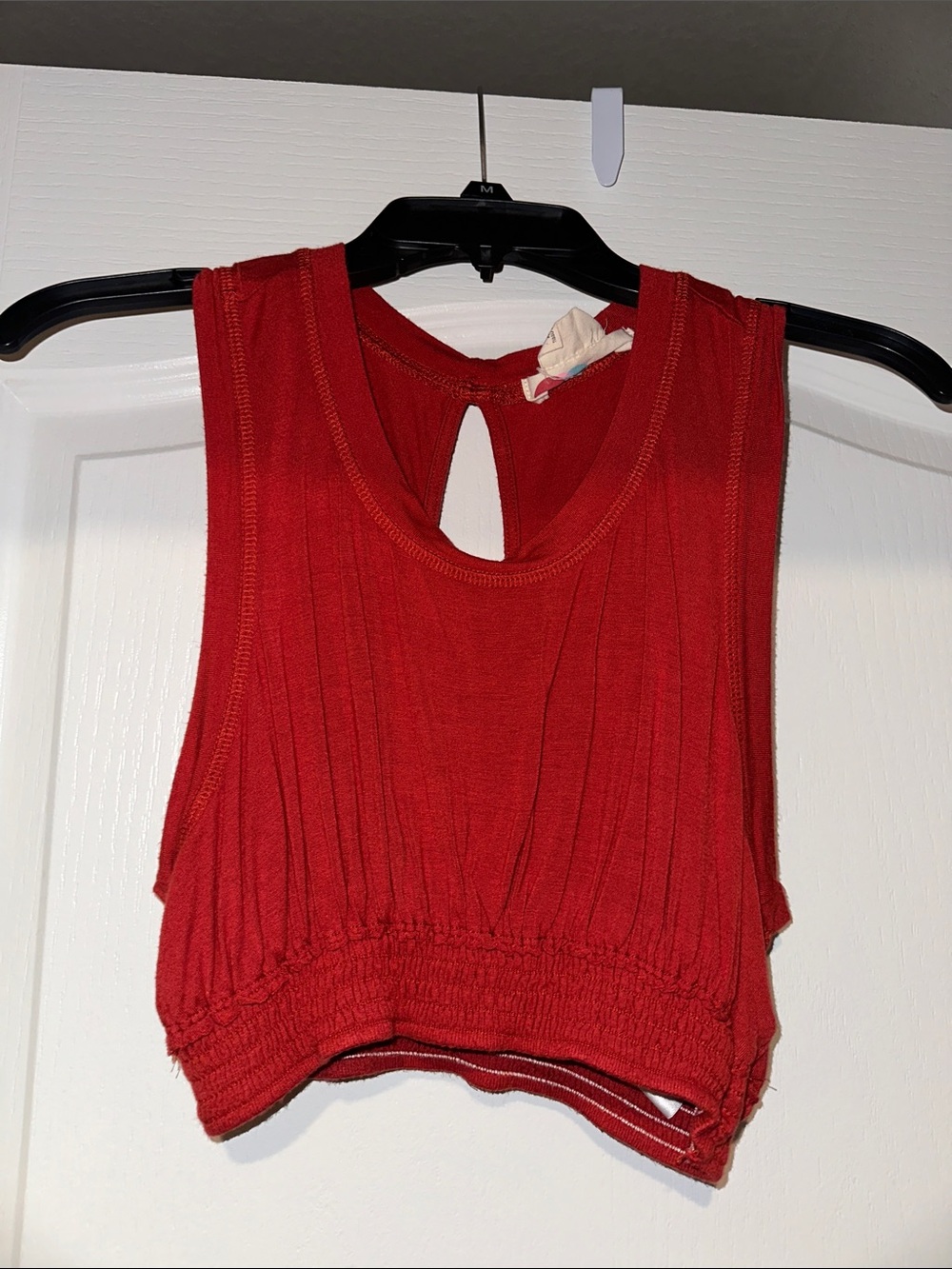 Free People Vibrant Red Cropped Tank with Keyhole Back